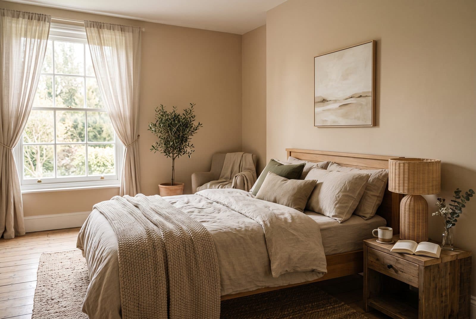 Schlafzimmer in Warmbeige