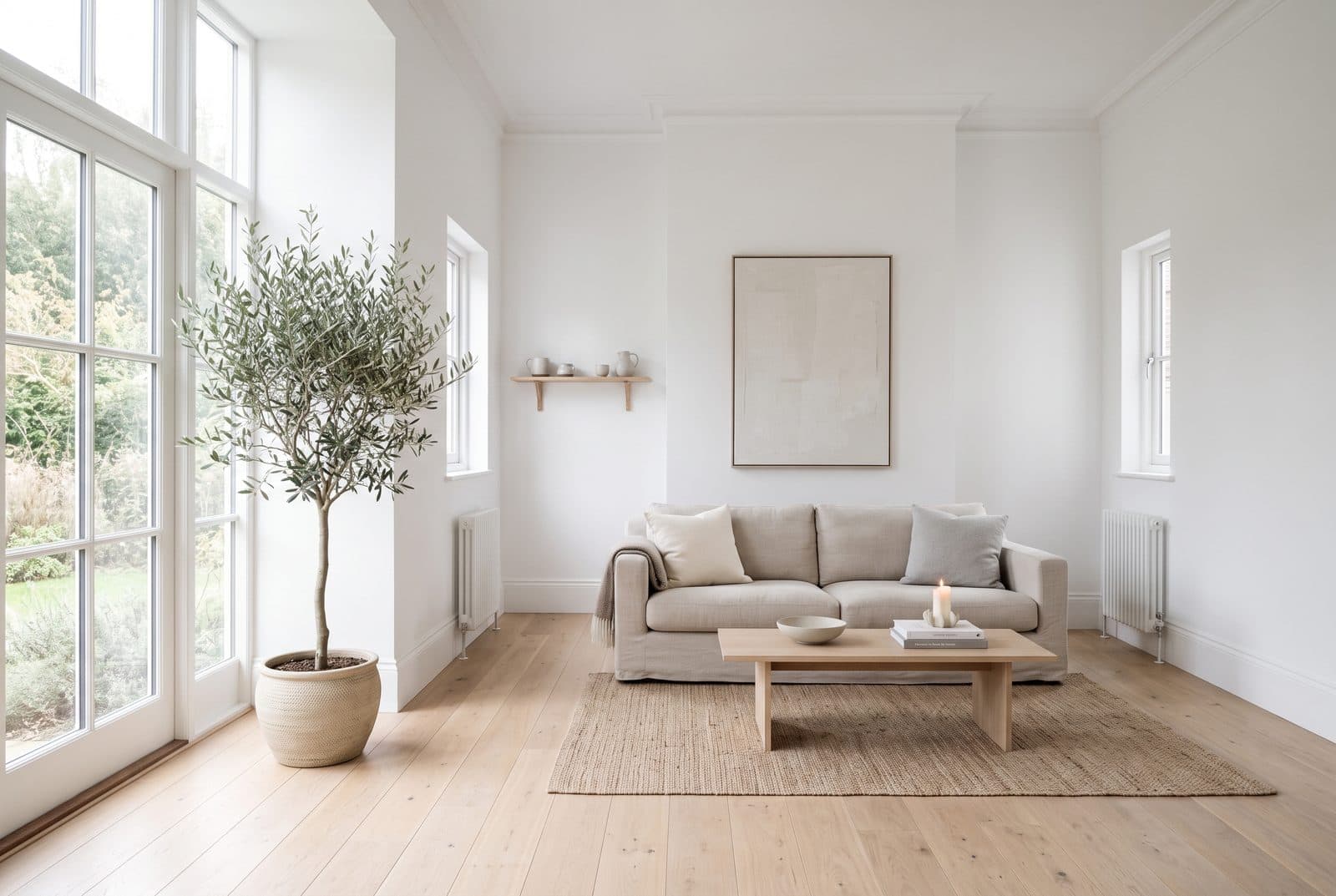 Helles Wohnzimmer in Reinweiß